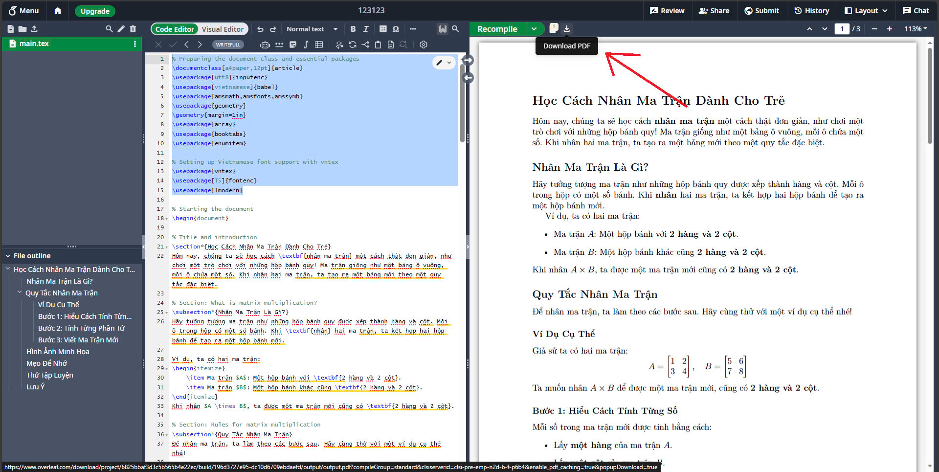 Nút download PDF